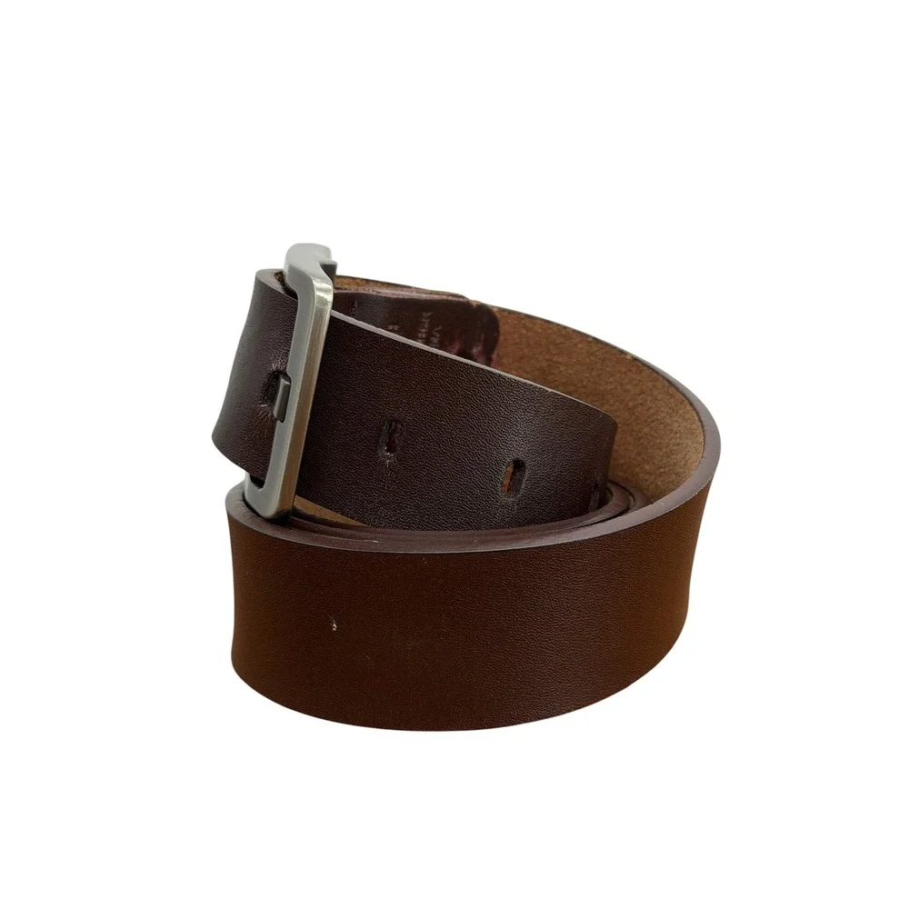 Oveynersin Wide Buckle Belt Mens SZ 43 Brown Leather Casual Classic Full Grain